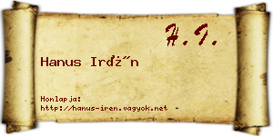 Hanus Irén névjegykártya