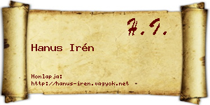 Hanus Irén névjegykártya